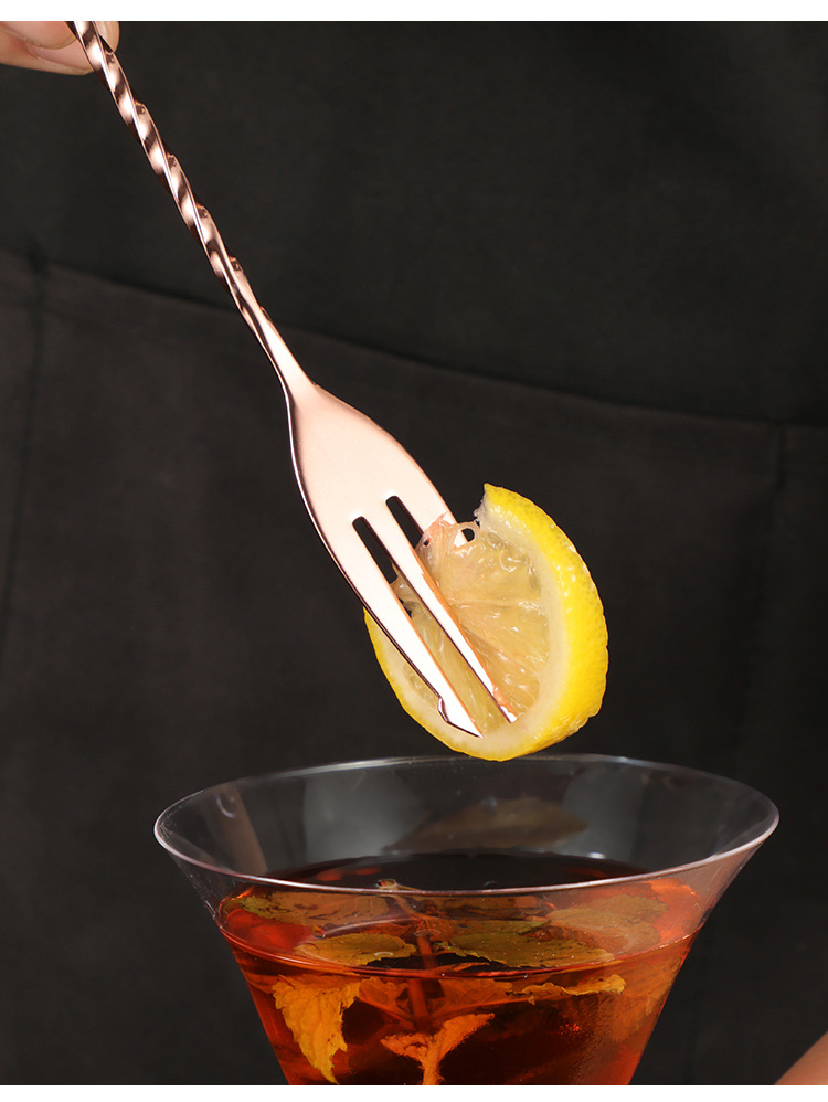美式不锈钢长吧勺barspoon调酒勺水滴细螺纹吧匙酒吧鸡尾酒调酒勺