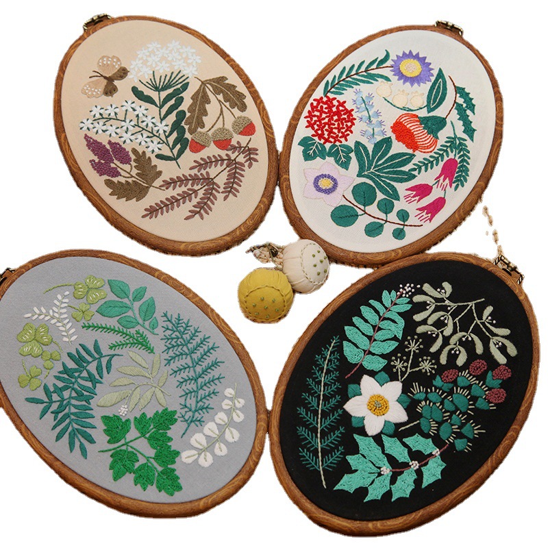 新品十字绣英文diy材料包 手工制作客厅挂画鲁绣花草欧式客厅