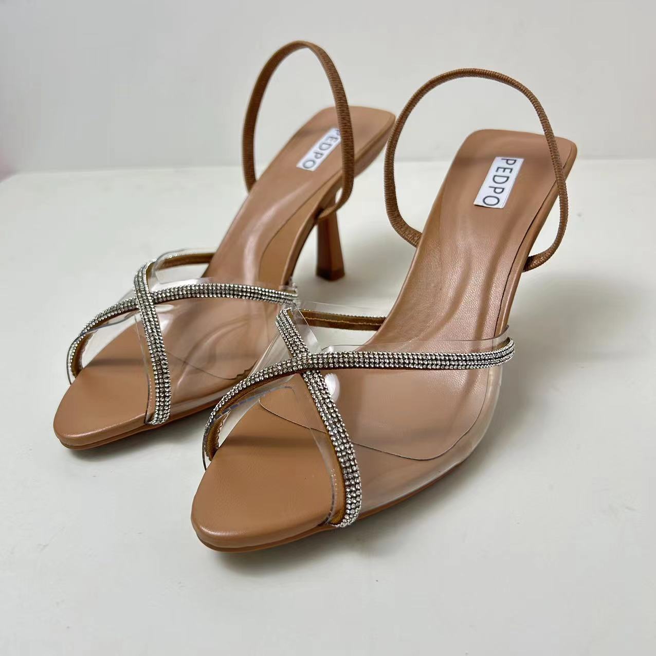 za外贸好货2023夏季新款pvc透明胶水晶超高跟凉鞋女细跟露趾大码