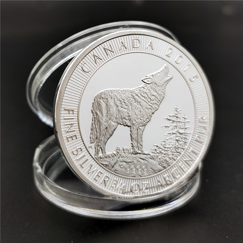 狼币外贸硬币加拿大动物纪念币 wolf coin浮雕动物硬币