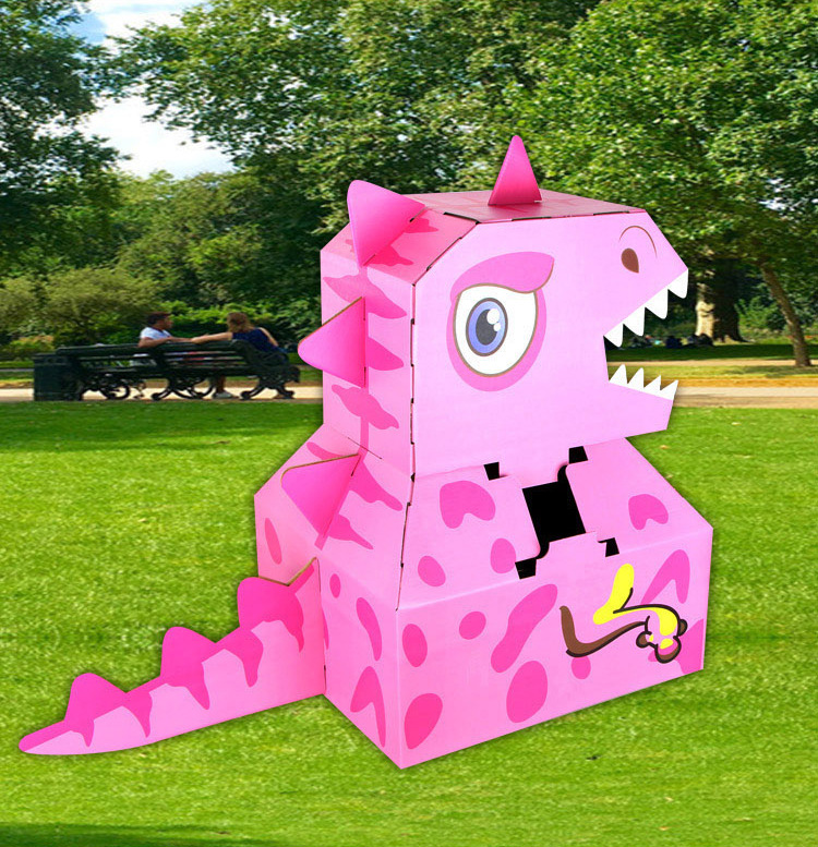 4765纸箱恐龙玩具可穿戴霸王龙 儿童益智手工diy模型拼装纸盒头套