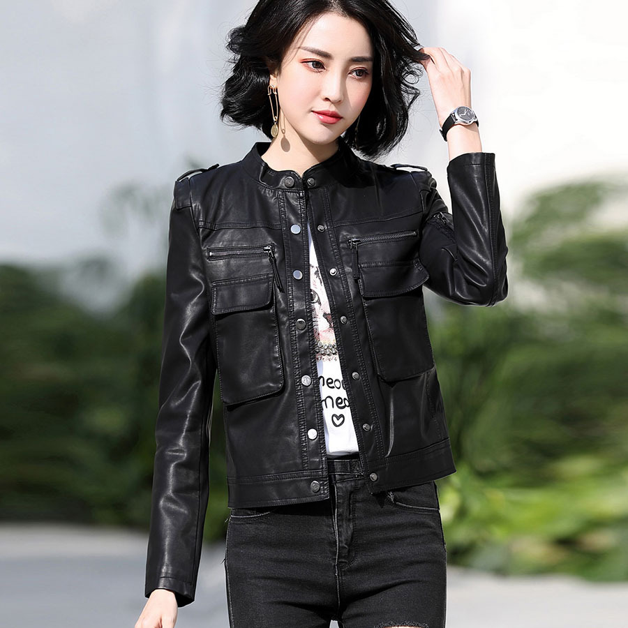 皮衣女2022春秋冬季新款黑色帅气显瘦短款设计时尚绵羊皮夹克外套