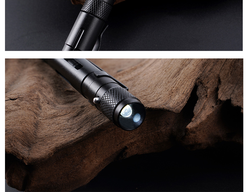 新款铝合金多功能战术笔破窗锥edc户外求生带闪烁led亚马逊amazon