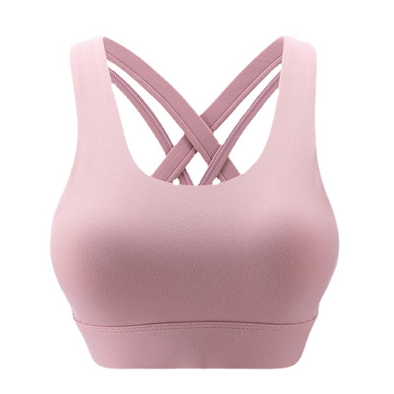 One-Piece Chest Pad Adjustable Cross Beauty Back Exercise Bra Fixed Cup Shockproof Yoga Fitness plus Size Underwear