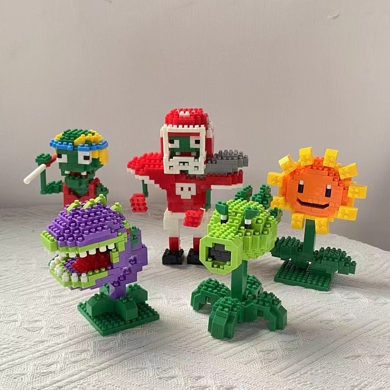 Compatible with Lego Three-Dimensional Micro-Particle Plant Vs Zombie Building Blocks Series Children's High Difficulty Educational Toy Gift