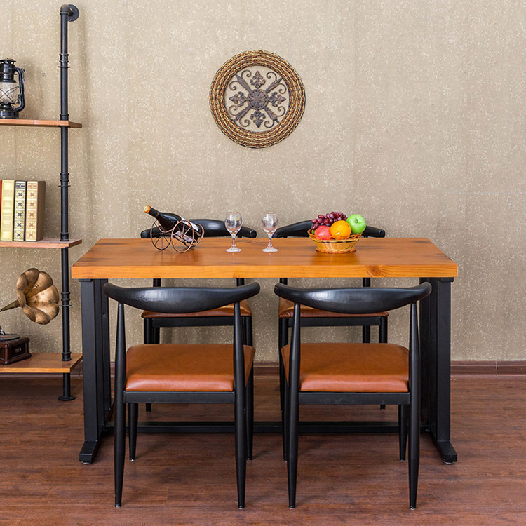 欧式复古餐桌长方形餐桌椅组合铁艺餐桌咖啡桌酒吧办公桌