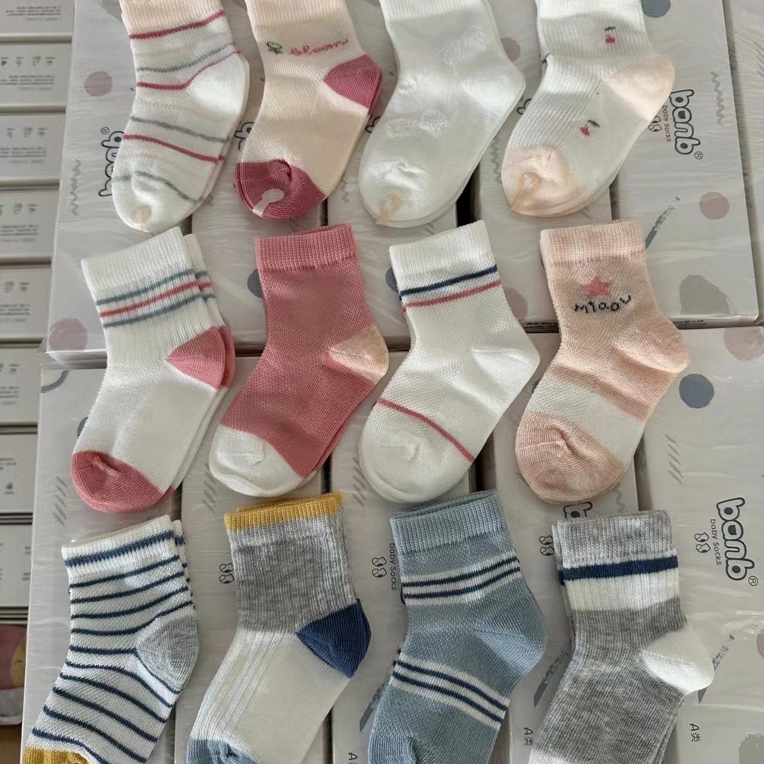 夏季新款斑比童袜薄棉网眼透气宝宝袜孕婴店婴儿袜子宝宝防蚊袜子