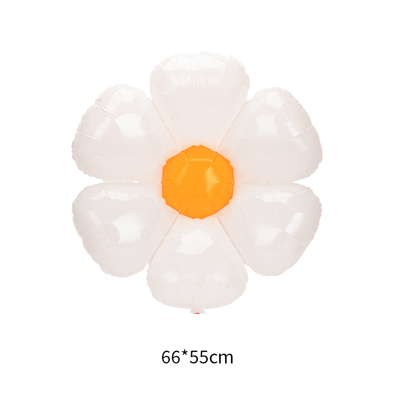 Smiley Face Little Daisy Balloon Aluminum Film White Chrysanthemum Balloon Stall Photo Props Plumeria Rubra Balloon Promotional Gifts