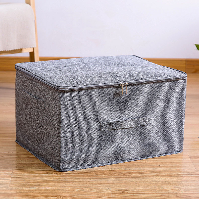 Cotton and Linen Zipper Storage Box Foldable Fabric Art Storage Organizing Box Covered Storage Box Sealed Box Underwear Storage Box