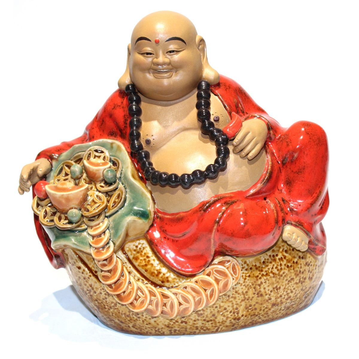小布袋佛笑佛石湾陶瓷人物 陶瓷工艺品摆件客厅书房摆设 家居饰品