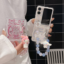 可爱兔子适用OPPO Find N2Flip折叠屏手机壳卡通挂件pc透明保护套