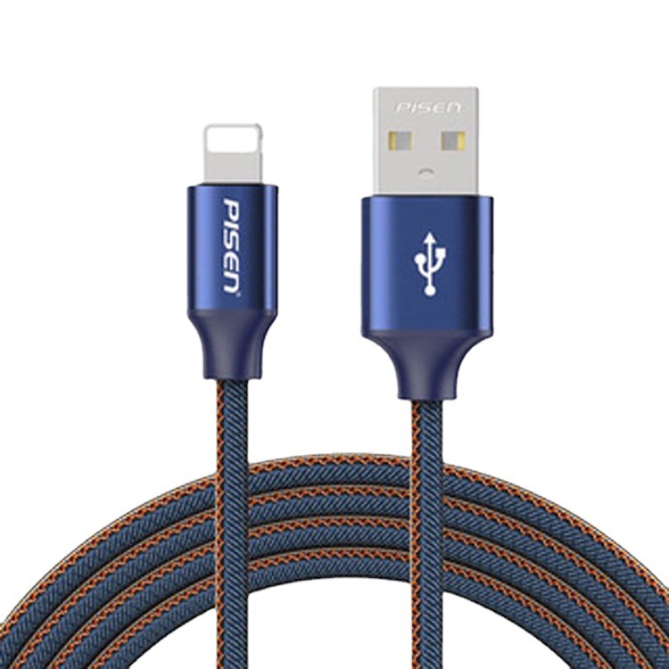 品胜牛仔布编织数据充电线加长线适用iphone12手机2.4a数据线