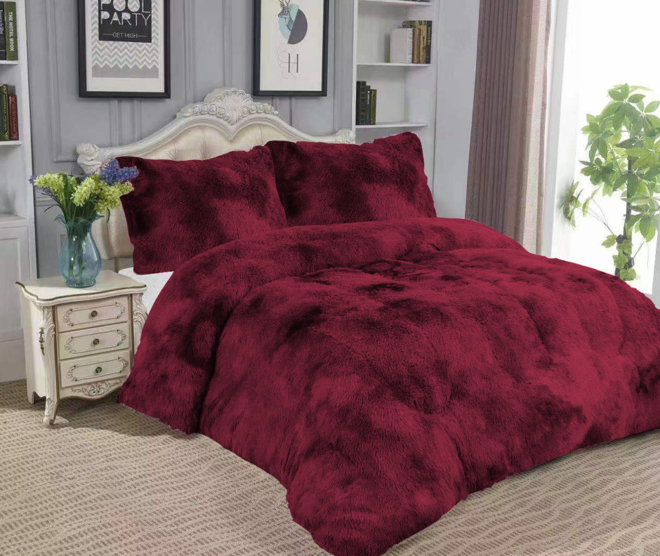 Autumn and Winter Thickening Super Soft Long Fur Comfortable Pvvelvet Printed Quilt Hotel Hotel Double Quilt Bed Four-Piece Set