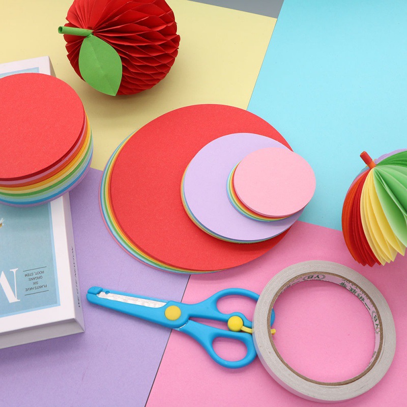 圆形卡纸中秋节手工纸环形灯笼绣球折纸纸材料彩色纸手工课纯色纸