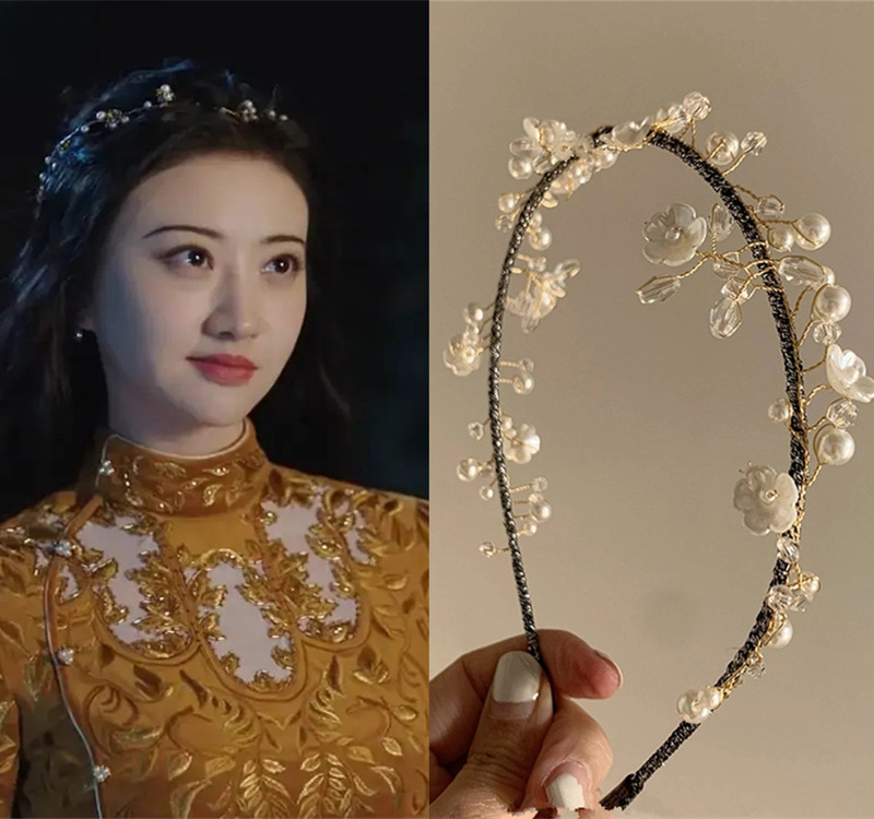 景甜司藤同款发饰珍珠发箍仙气女花瓣发卡韩国ins头箍发饰头饰