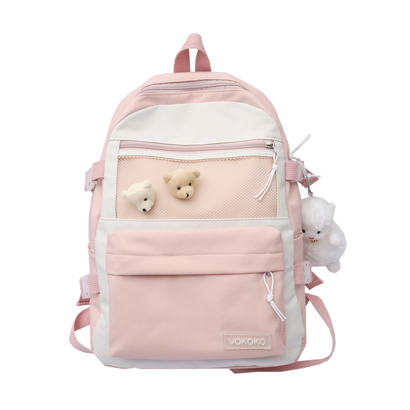 Cross-Border Women's Bag 2022 New Fresh Sweet Schoolbag School Bag Large-Capacity Backpack Nylon Backpack for Junior High School Students