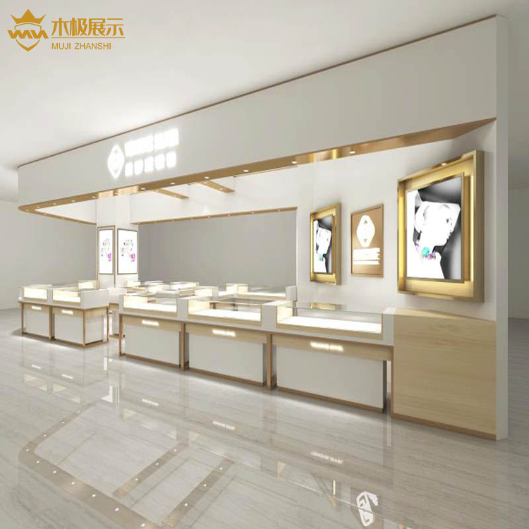 香港珠宝展示柜 方形黄金首饰玻璃柜台 高端珠宝店整店装修-阿里巴巴