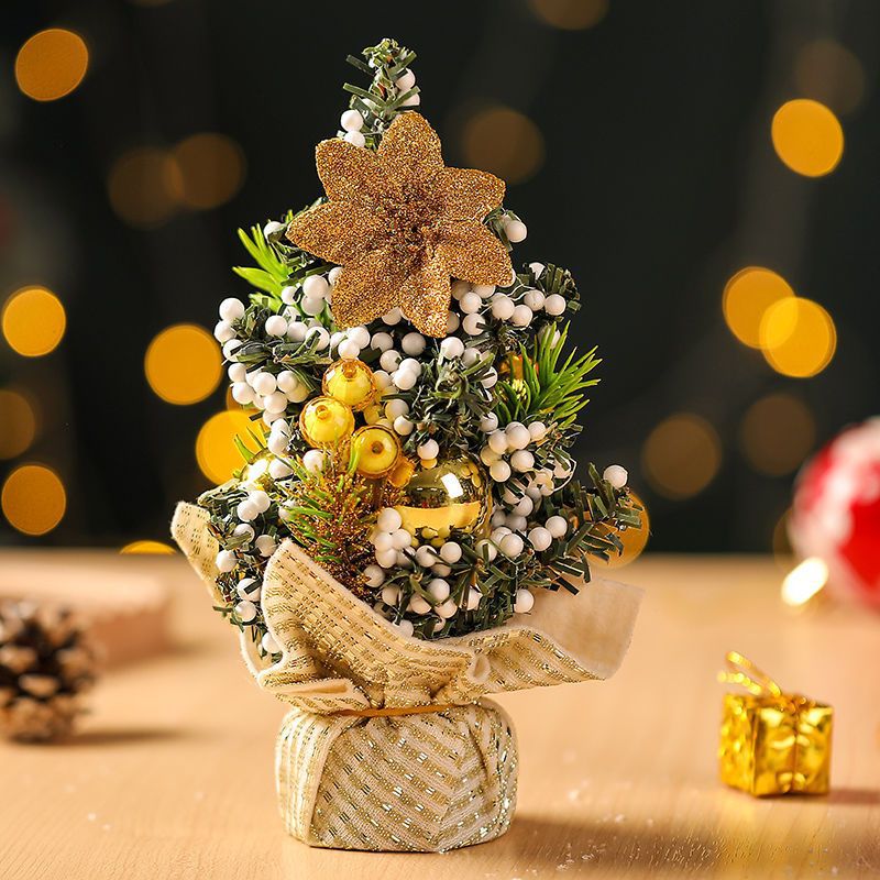 圣诞节diy迷你圣诞树小型桌面摆摊雪花30/45/60cm儿童发光