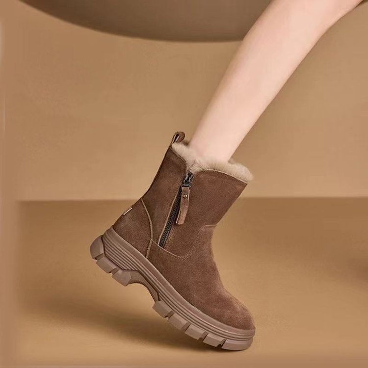 雪地靴女2023新款冬季厚棉保暖短靴休闲加绒户外棉靴皮靴高帮女鞋