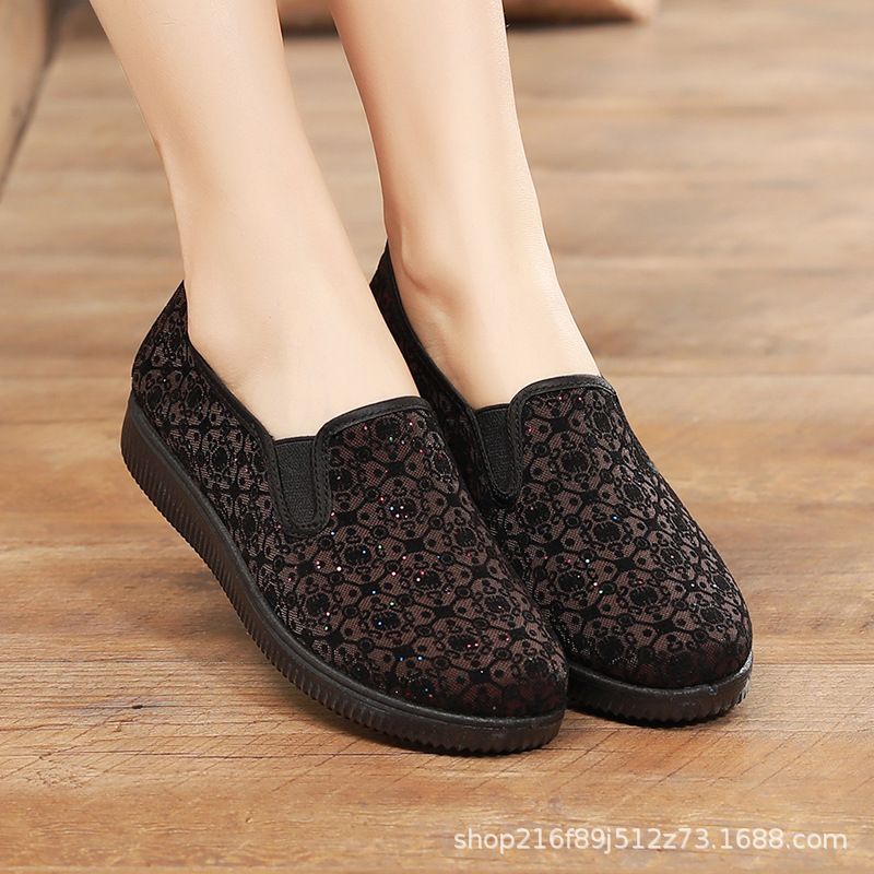 New Old Beijing Cloth Shoes Sports and Leisure Flat Shoes Slip-on Mom Shoes Middle-Aged and Elderly Elastic Mouth Pumps