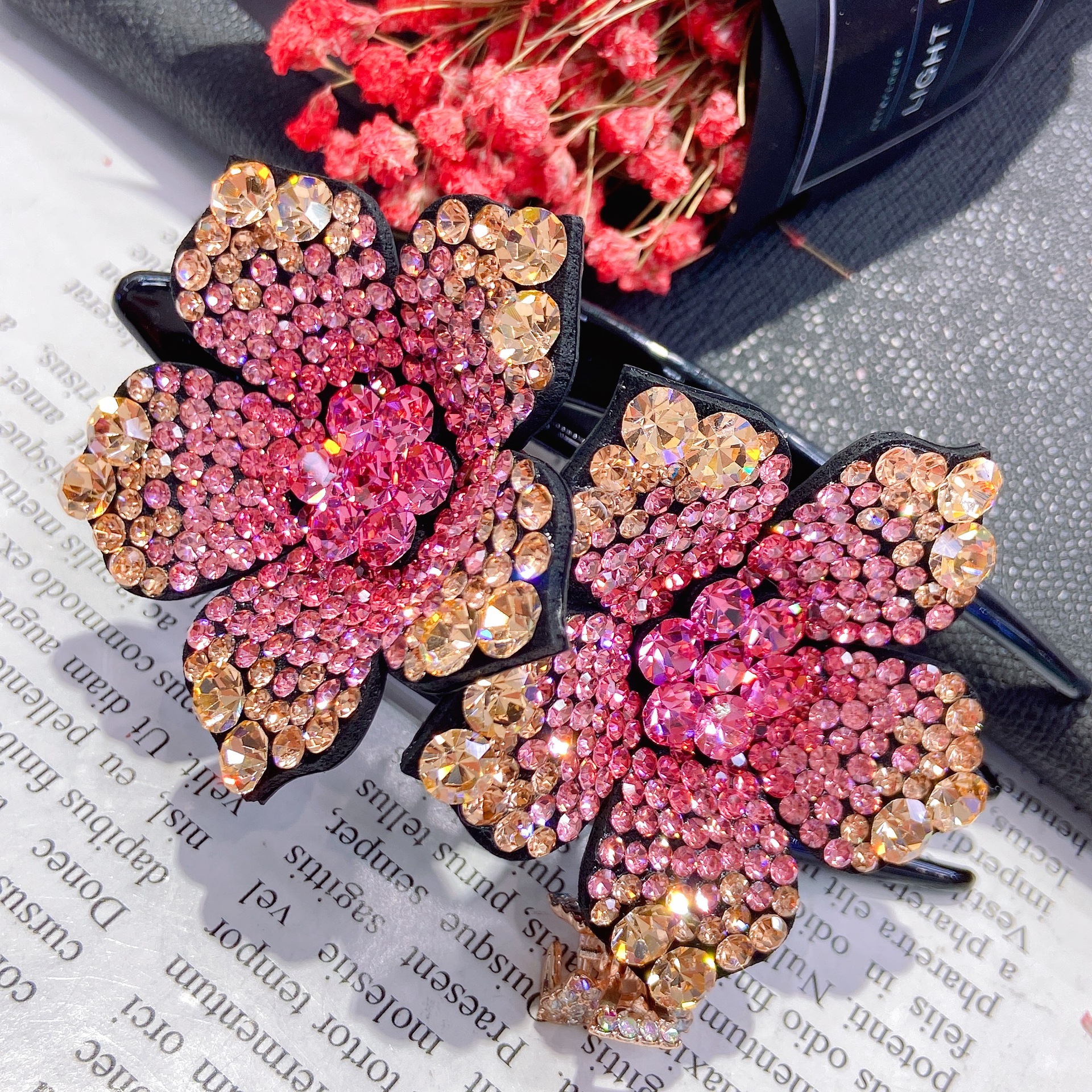 发夹捷克钻盘发气质头饰水钻新款花朵女妈妈韩国抓夹弹簧夹刘海夹