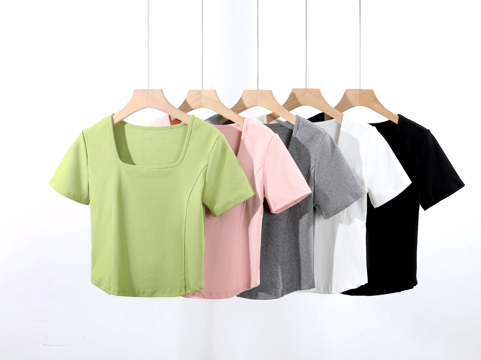 super soft and comfortable close-fitting 260g 1 × 1 thread cloth short women‘s t-shirt