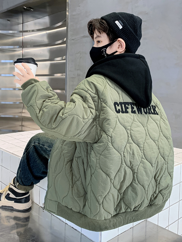 童装男童棒球服加绒新款中大童冬装时髦夹棉外套保暖儿童衣服