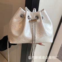 韩国直邮 代购 香奈儿chanel 复古双c 珍珠链条水桶包斜挎包 黑色