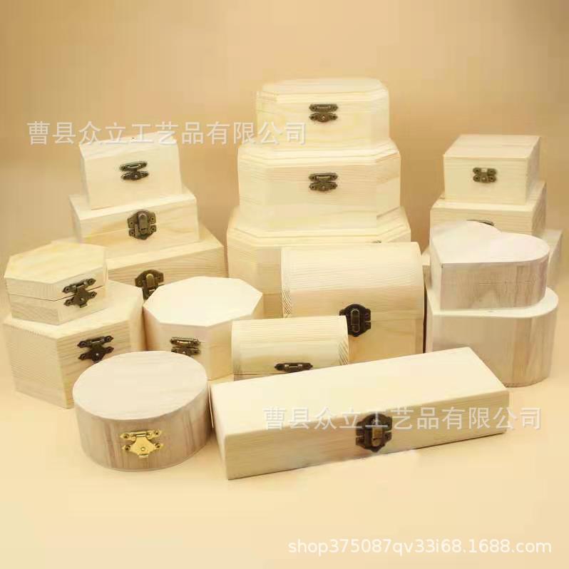 Octagonal Rectangular Box Creative Wooden Decoupage Clay White Body Pencil Jewelry Wooden Box Blind Box