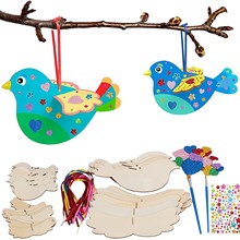 DIY手工制作工艺品3D木制小鸟工艺品套装小动物 儿童教具白胚彩绘