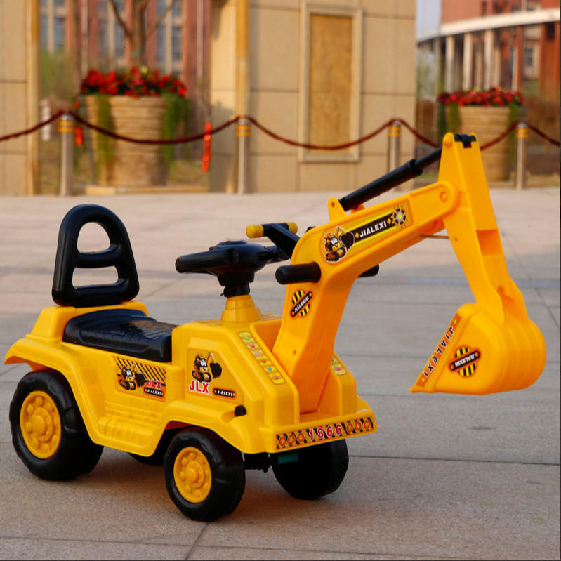 儿童挖掘机玩具挖土机老挖车宝宝滑行小钩机四轮工程车老挖机
