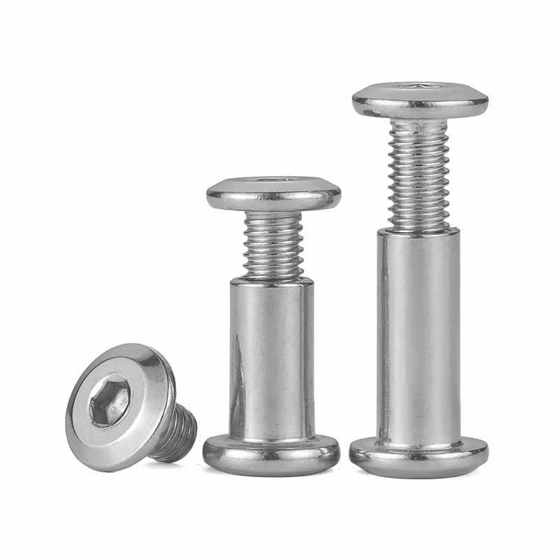 304 Stainless Steel Hexagon Socket Side Lock Screw Butt Male and Female Rivet Pair through Tightening Buckle Plywood Nut Set