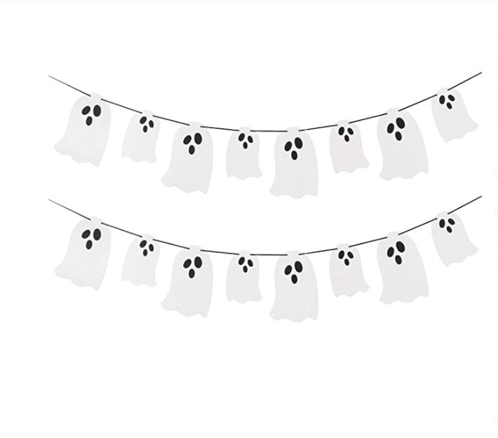 Halloween Felt Latte Art Halloween White Ghost Decoration Hanging Flags Cute Ghost Holiday Layout Hanging Flag