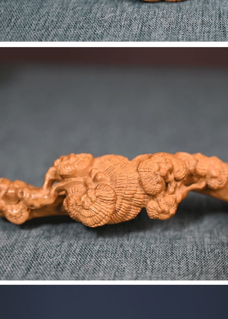 金丝楠木雕刻灵芝如意家居摆件实木手把件办公室摆饰收藏创意礼品