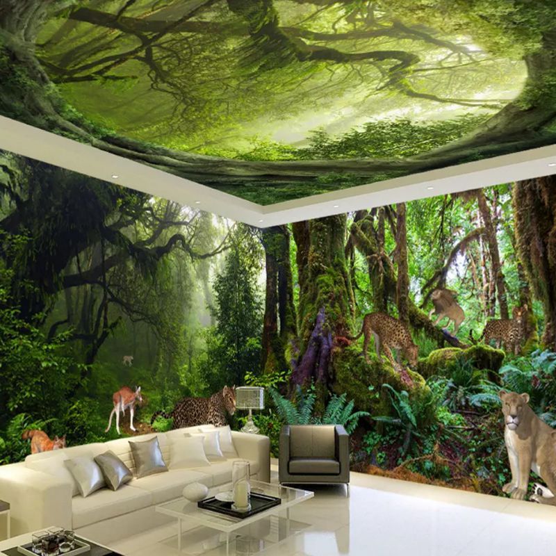 3d立体森林大自然主题房间壁纸酒店宾馆卧客床头背景墙布装饰墙纸