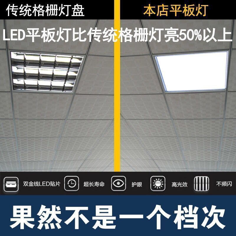 面板灯led集成吊顶厨房浴室厕所卫生间嵌入式吸顶天花铝扣平批发