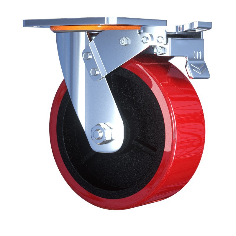 轻重型万向尼龙工业轮 承重脚轮3/4/5/6寸拖车平板手推车轮带刹车