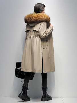 高端保暖派克服女款秋冬新款獭兔毛内胆可拆卸女士皮草外套大衣