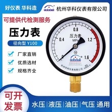 杭州富阳华科压力表Y100Z-1.6空压机储气罐蒸汽表水油气压表轴向