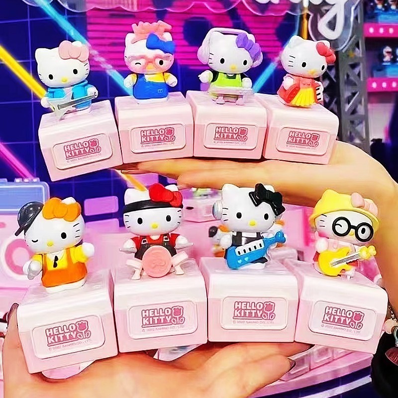 萌趣hello kitty音乐节音盒三丽鸥凯蒂猫盲盒摆件音乐盒公仔礼物