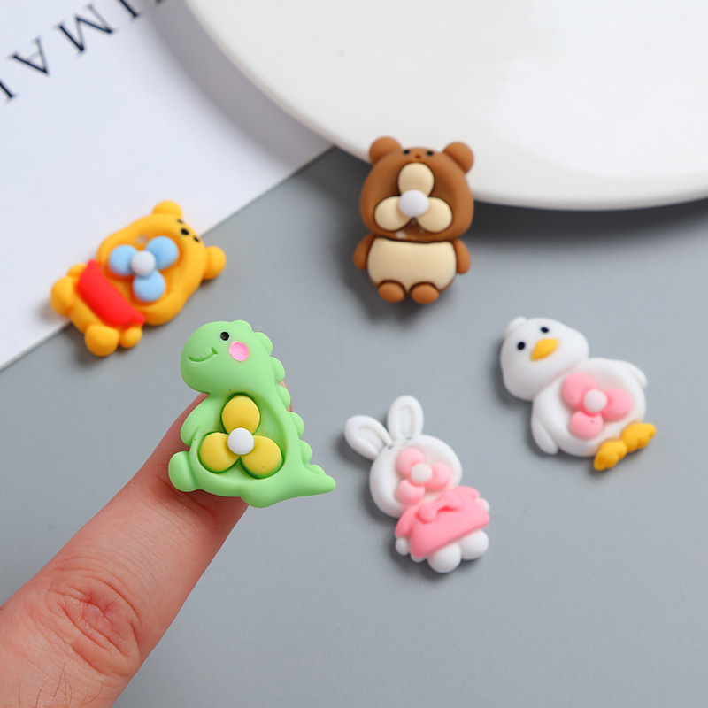 Cartoon Cute Animal Fan Cream Glue Phone Case DIY Material Package Handmade Hair Accessories Resin Accessories