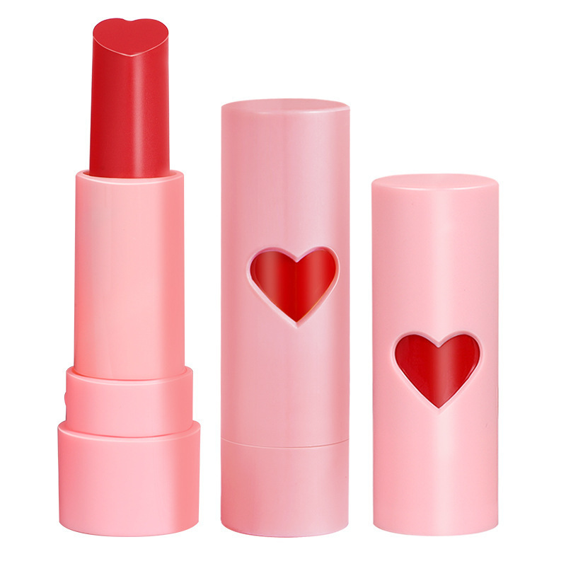 Cheap Love Heart-Shaped Pink Lipstick Lipstick Makeup Does Not Fade No Stain on Cup Moisturizing Student Party Lipstick Lip Glaze