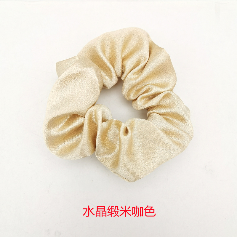 Cross-Border European and American Solid Color Crystal Satin Large Intestine Hair Band French Retro Intestine Head Rope DIY Fabric Rubber Band Hair Accessories