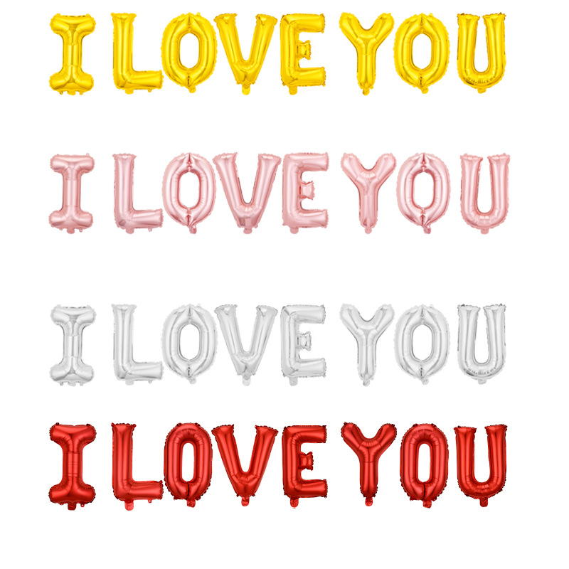 16-Inch I Love You Letter Set Aluminum Balloon Valentine's Day Decorations Arrangement Wedding Room Confession Balloon