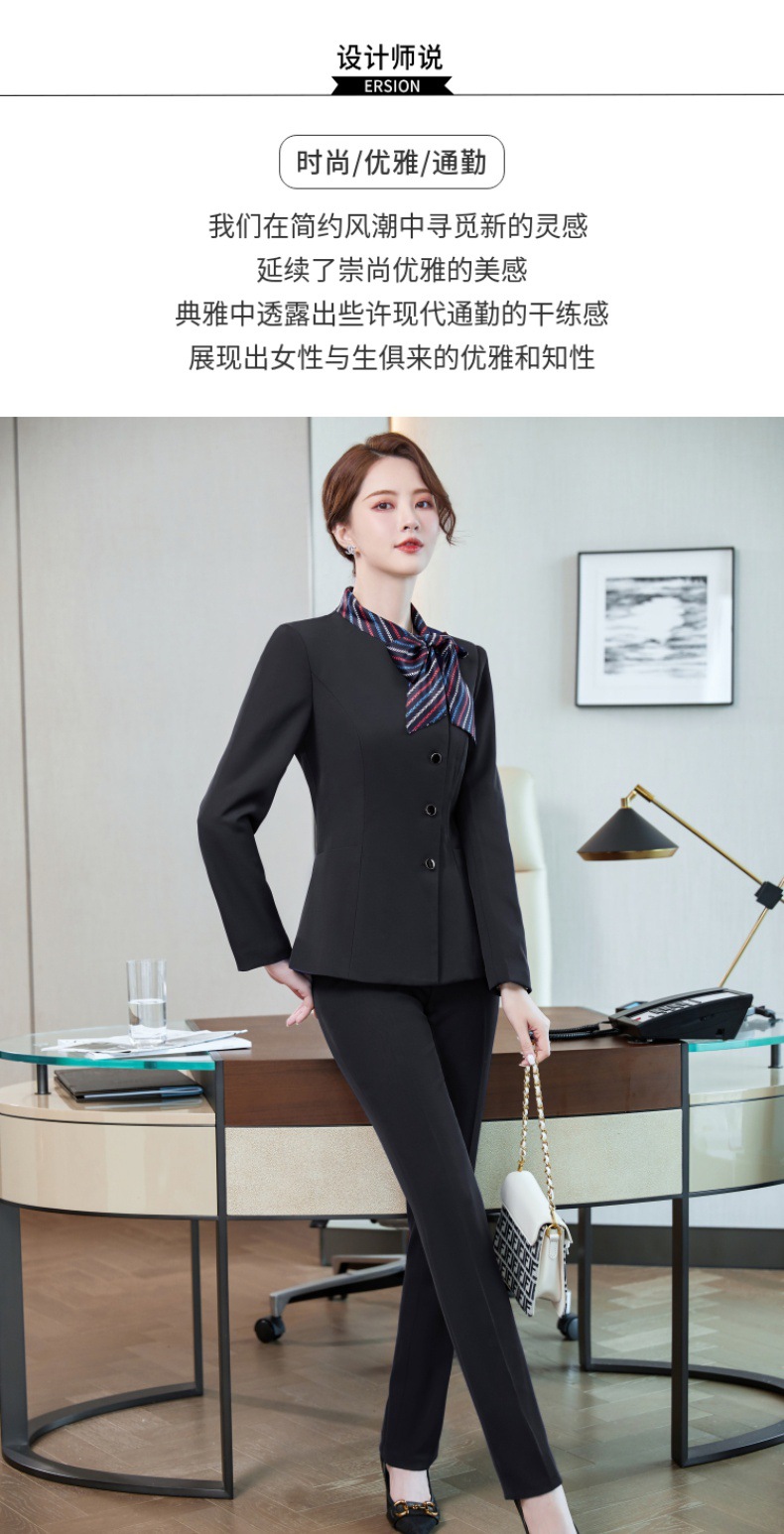 工作服女职业西服套装长袖秋冬餐厅酒店前台接待经理工装套裙