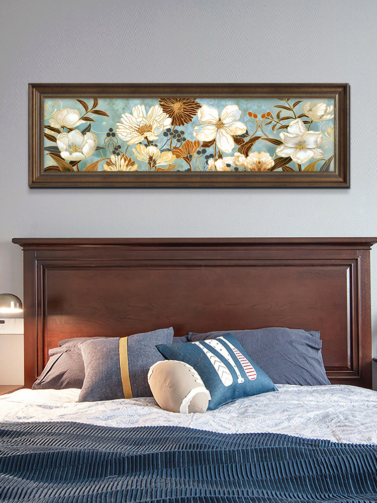 卧室床头装饰画横版美式挂画客厅背景墙温馨房间壁画花鸟欧式油画
