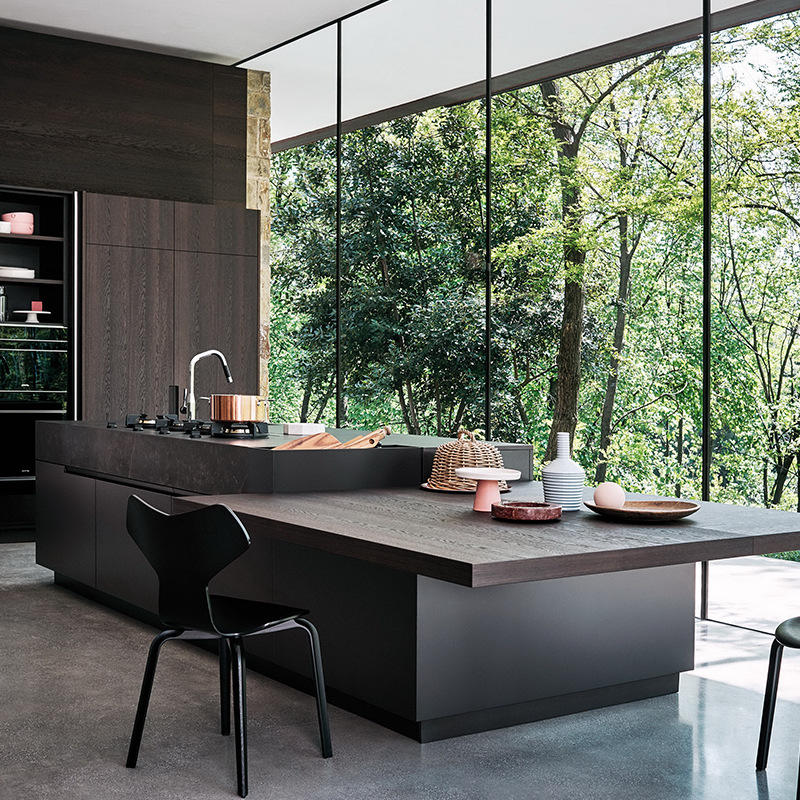 岩板岛台 餐桌一体轻奢厨房中岛 高端简约开放式厨房多功能水吧台