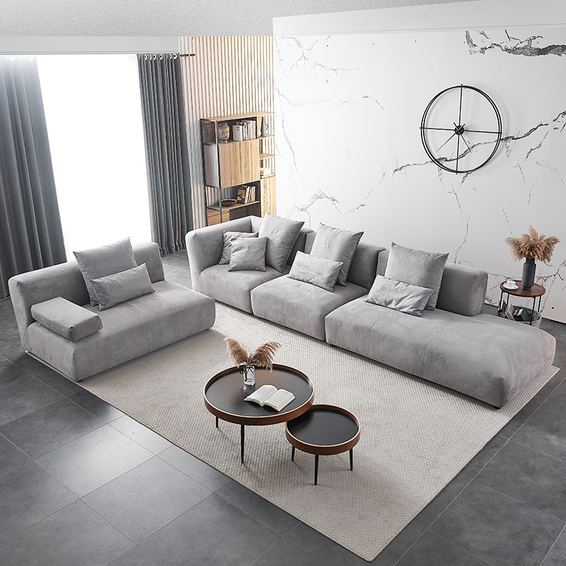 北欧布艺沙发现代简约客厅小户型麂皮绒沙发德驰空间意式轻奢极简