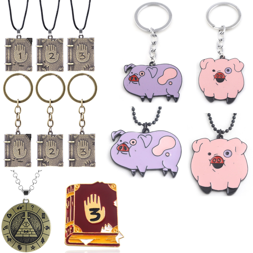 动画周边 怪诞小镇钥匙扣三角眼摇摇猪迪普日记项链-阿里巴巴