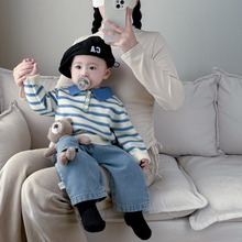 韩版男童毛衣春季新品儿童针织毛线衣长袖套头衫婴幼儿翻领打底衫
